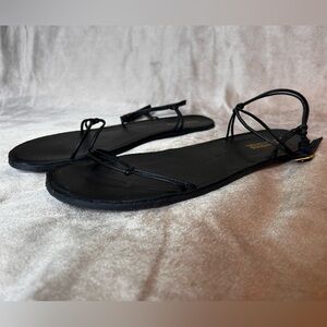 Groundies- Luxury Black Barefoot Sandals. Thin adjustable, lightweight, flexible
